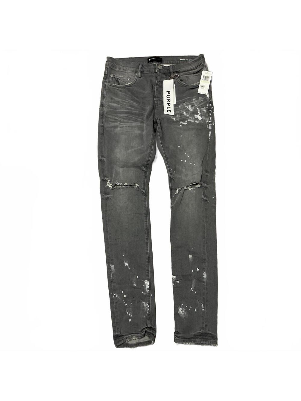 Purple Brand Gray Distressed Paint Splatter Skinny Jeans 30 Gray $265